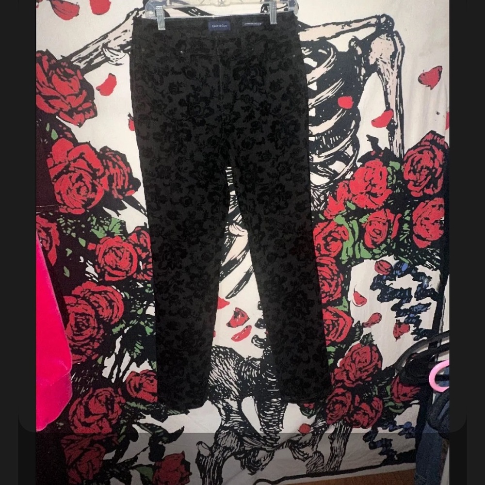 Charter Club Black Floral Straight Leg Jeans